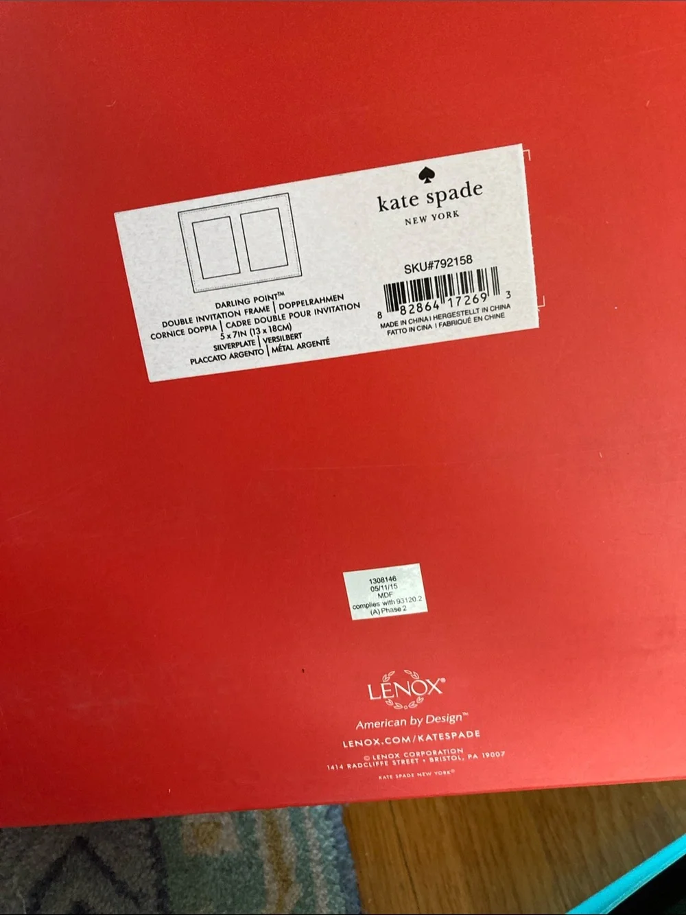 kate spade and Lenox silver polished double photo frame